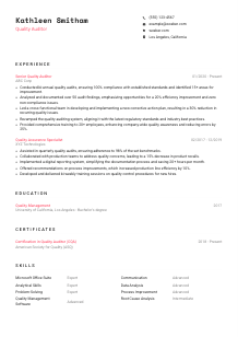 Quality Auditor CV Template #4