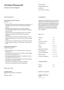 Quality Assurance Engineer Resume Template #5