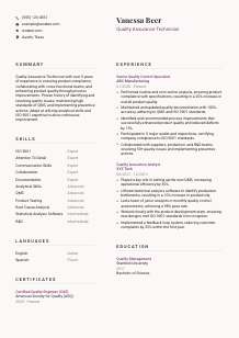 Quality Assurance Technician Resume Template #3