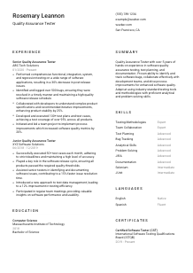 Quality Assurance Tester CV Template #2