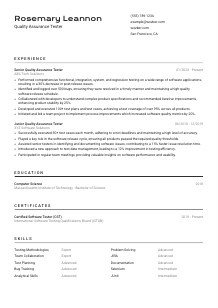 Quality Assurance Tester Resume Template #9