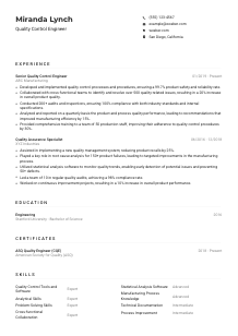 Quality Control Engineer CV Example