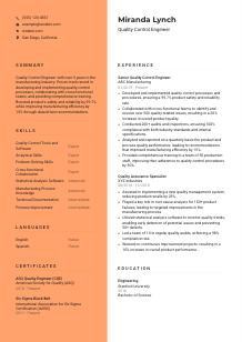 Quality Control Engineer CV Template #3