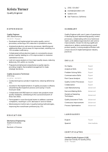 Quality Engineer CV Template #1