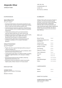 Software Tester Resume Template #1