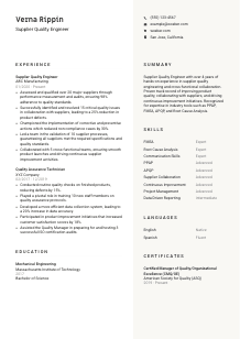 Supplier Quality Engineer Resume Template #2