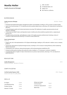 Quality Assurance Manager Resume Example