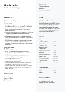Quality Assurance Manager Resume Template #2