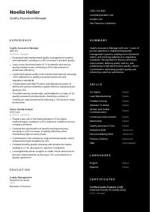Quality Assurance Manager CV Template #3