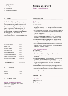 Quality Control Manager CV Template #20