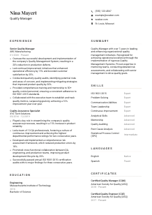 Quality Manager CV Template #1