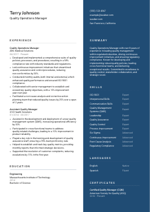 Quality Operations Manager CV Template #2