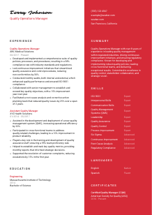 Quality Operations Manager CV Template #3