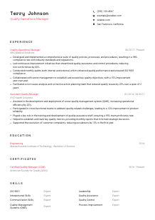Quality Operations Manager CV Template #1