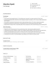 Test Manager CV Example
