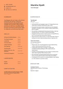 Test Manager Resume Template #19