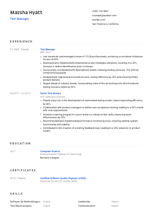 Test Manager Resume Template #8