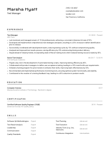 Test Manager Resume Template #9
