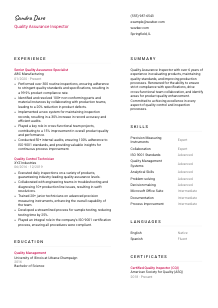 Quality Assurance Inspector Resume Template #11