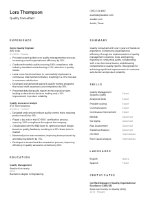 Quality Consultant CV Template #2