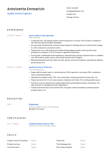 Quality Control Inspector Resume Template #8