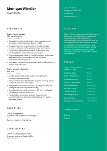 Quality Control Resume Template #16