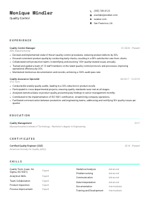 Quality Control CV Template #18