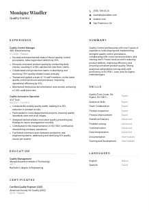 Quality Control Resume Template #7