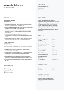 Quality Specialist Resume Template #12