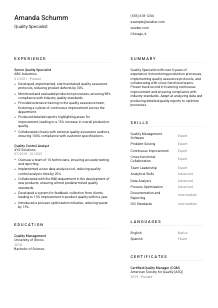 Quality Specialist Resume Template #5