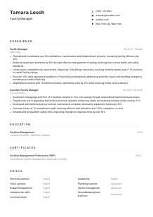 Facility Manager CV Example