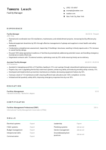 Facility Manager Resume Template #18