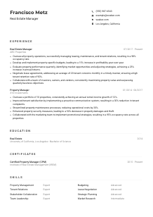 Real Estate Manager CV Example