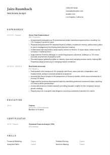 Real Estate Analyst Resume Template #1
