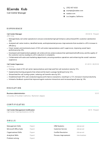 Call Center Manager Resume Template #3