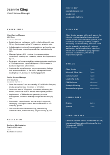 Client Service Manager Resume Template #2