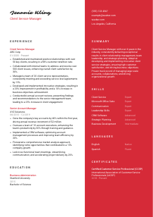 Client Service Manager Resume Template #3