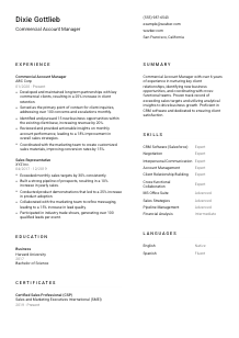 Commercial Account Manager Resume Template #2