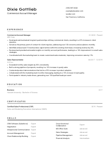 Commercial Account Manager Resume Template #9