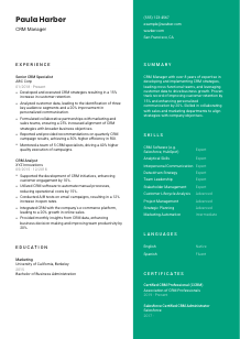 CRM Manager Resume Template #16