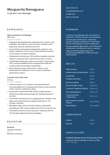 Customer Care Manager CV Template #15