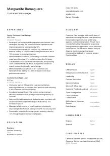 Customer Care Manager Resume Template #5