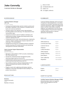 Customer Relations Manager Resume Template #2