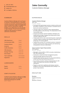 Customer Relations Manager Resume Template #3