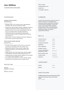 Customer Service Executive Resume Template #2