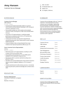 Customer Service Manager CV Template #2