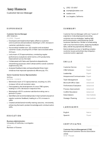 Customer Service Manager CV Template #1
