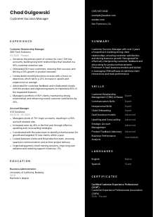 Customer Success Manager Resume Template #3
