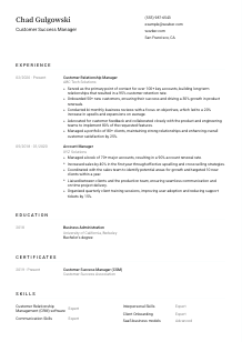 Customer Success Manager Resume Template #1