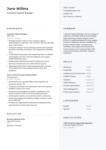 Customer Support Manager CV Template #12